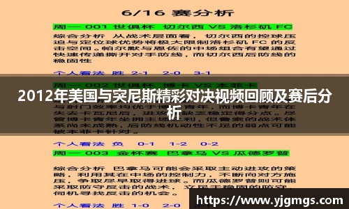 2012年美国与突尼斯精彩对决视频回顾及赛后分析